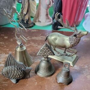 Brass Animal and Tree Figurines Set